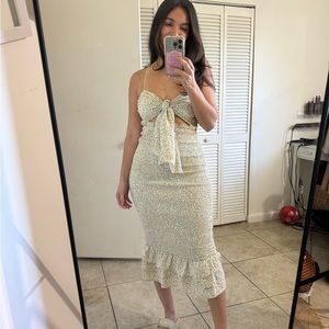 Floral midi smocked dress